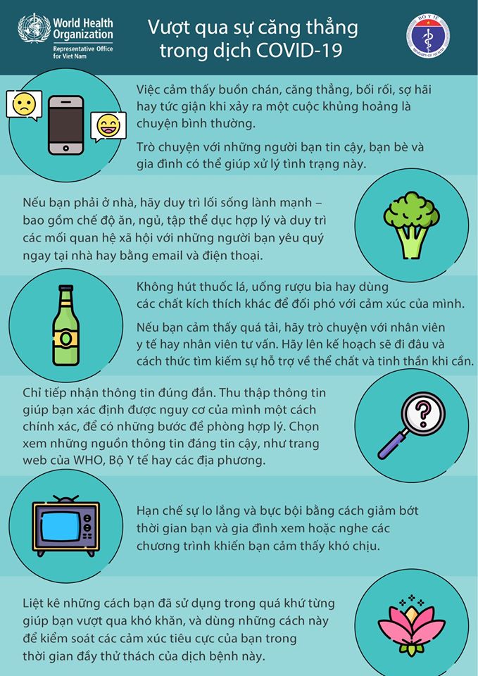 Infographic Giúp người lớn và trẻ em vượt qua sự căng thẳng trong dịch COVID-19